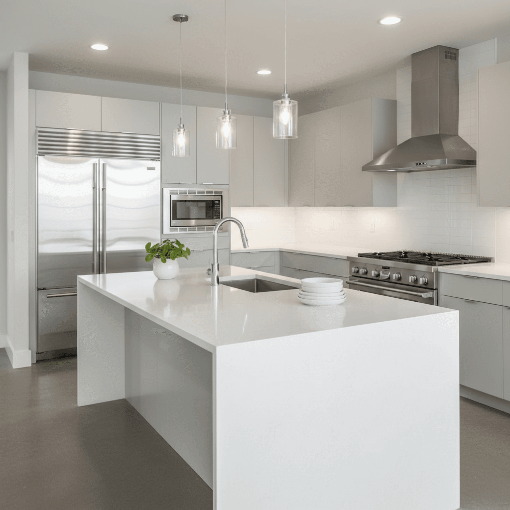 Clean modern kitchen with shiny countertops