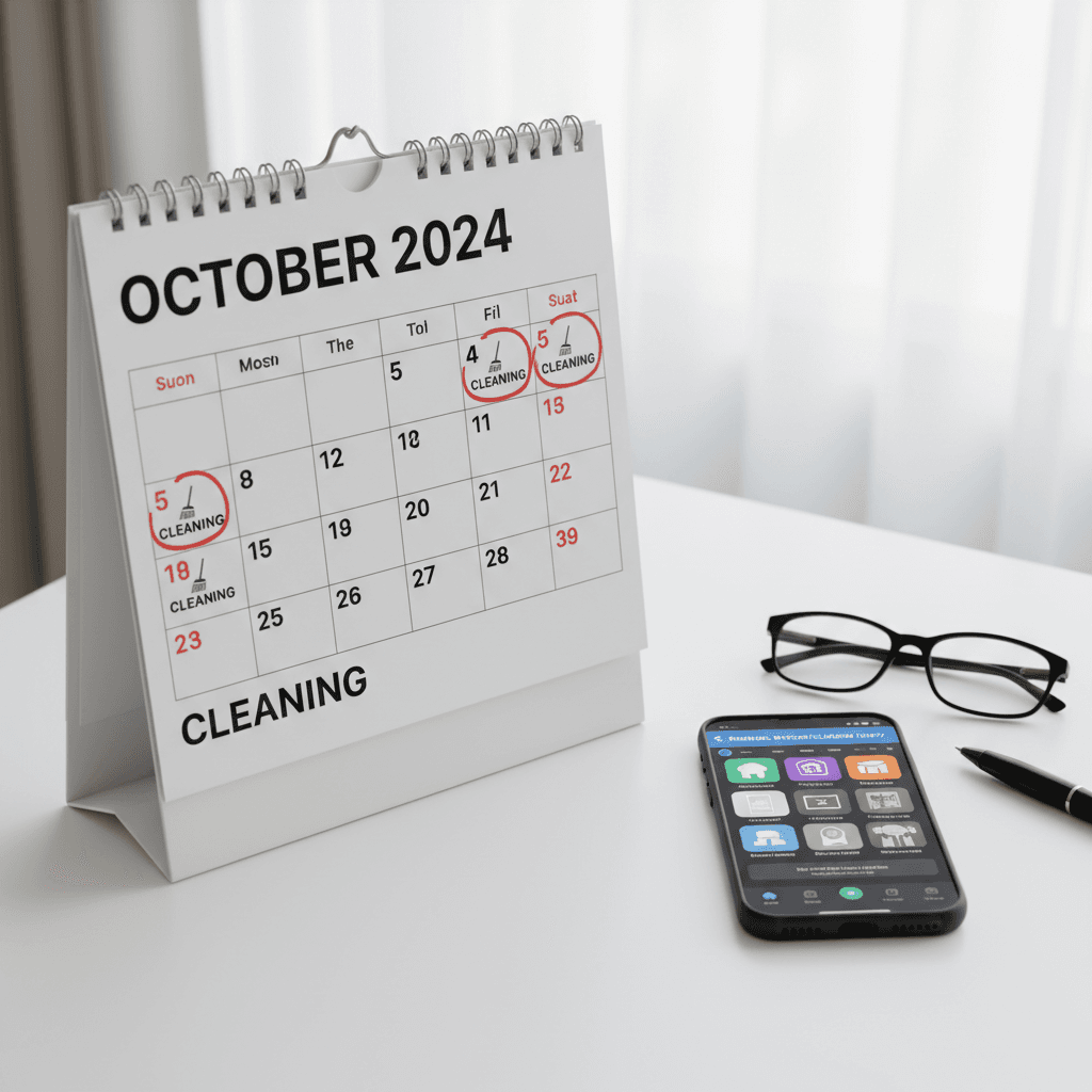 Calendar with marked cleaning dates